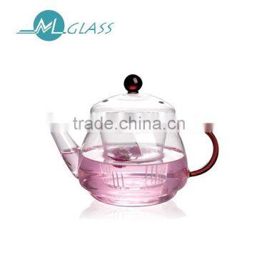 wholesale 600ml glass teapot with glass lid high borosilicate glassware N6268