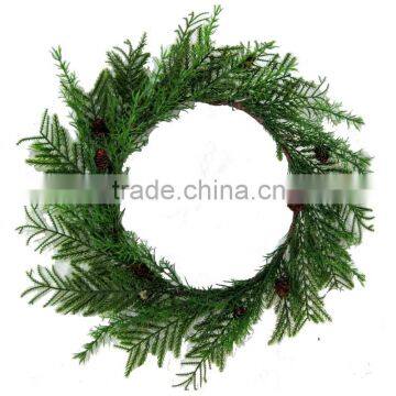 CHRISTMAS NATURAL GREEN WREATH WITH PINECONE AND LEAF