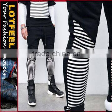 Contrast Stripe Slim Drop Baggy Jersey Sweatpants (LOTG162)