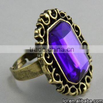 High quality big stone gold amethyst ring designs, new women design antique gold finger ring