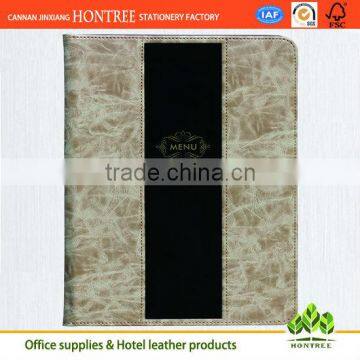 2014 new arrival perfect design leather menu cover for hotel