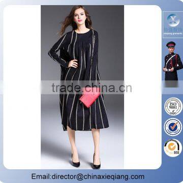 2016 fashion ladies designer stripes pleated dress women pleated maxi dress