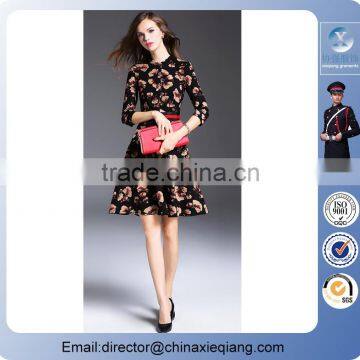 2016 Fashion Ladies Designer Floral Printed Dress Floral Maxi Dress for Women