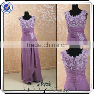 PP0127 Elegant purple lace and chiffon mother of the bride dresses with sleeves lace