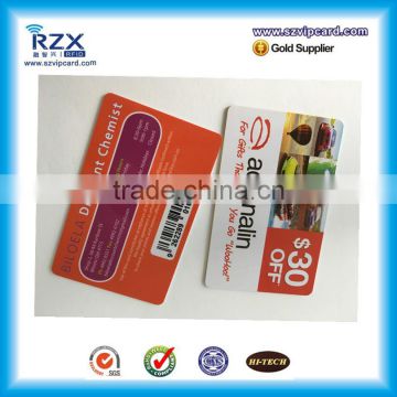 Low cost plastic membership VIP card with quality