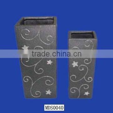 Ceramic Black With Star Candle Container