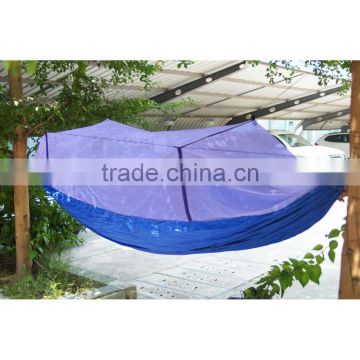 2017 Distinctive Design All Blue Parachute Nylon Fabric Jungle Hammock with mosquito net outdoor Single size