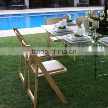 Newest natural wooden padded folding chair, used wedding folding chairs