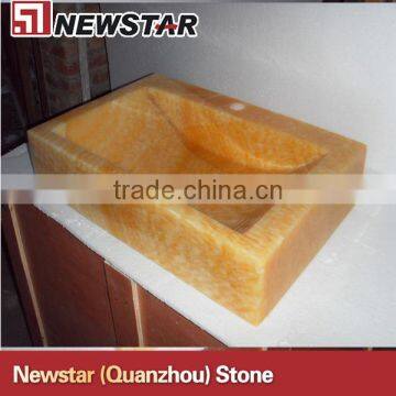 yellow onyx rectangle wash basin