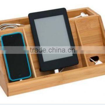 Desktop Multi Cell Mobile Phone and Tablets Wooden Bamboo Charging Station photo-2
