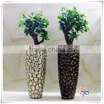 Black Resin Tall Pots Flower Planter