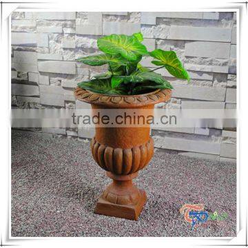 Nature Rust Front Door Fiberglass Flower Cup And Saucer Planter