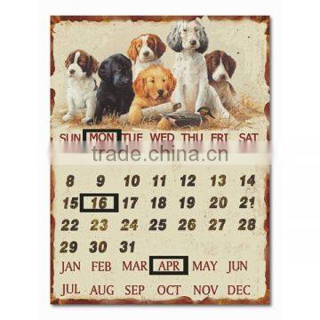 Dog Design Metal Decorative Calendar Tin Sign Metal Sign