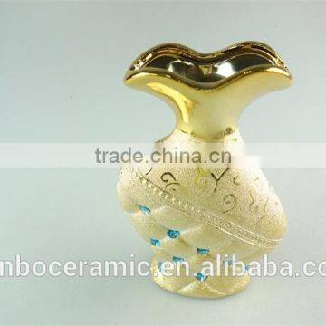 Wholesale Ceramic Vases, 2015 Latese Fashion Electroplated Gold Ceramic Vase photo-2
