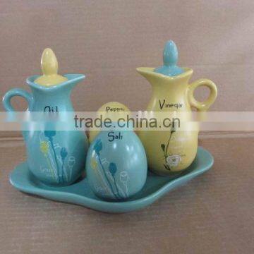 ceramic kitchen oil and vinegar bottle salt pepper set