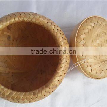 China Style rouond New Bamboo weave Casket with lid S