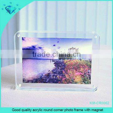 Good quality acrylic round corner photo frame with magnet