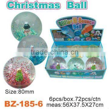 TPU Christmas Glitter Bouncing Ball With Snowman