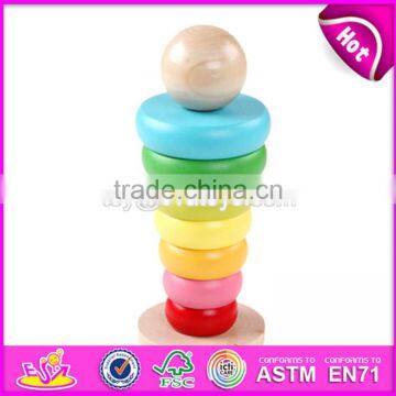 Best Educational Stacking Rainbow Tower Wooden Stack Game for Toddlers W13D117 photo-2
