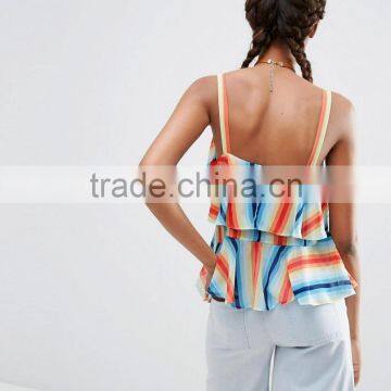Tiered Cami In Rainbow Stripe Tank Tops photo-2
