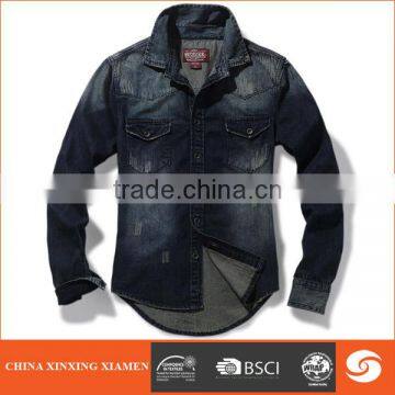 Hot Sale Heavy Washed Cotton Jean Men Shirts