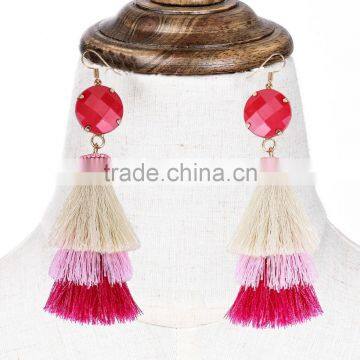 Bohemian Multilayer Tassel With Resin Gems Dangle Earrings for Women photo-4