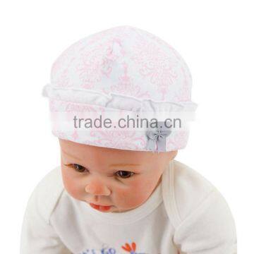 Retail Baby Product Beanie Stripe Flower Infant Cotton Knitted Baby Thick Hat For Girl