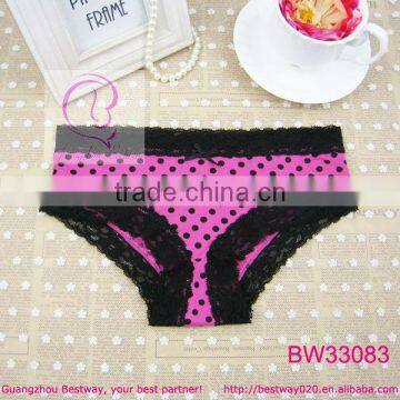 Costume polka dot panties printed black dot polka with black lace & bow panties