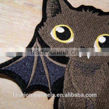 Custom High Quality Embroidered Black Cat Patch for Clothes Embroidery Patch Made in China Choose Size/color photo-2