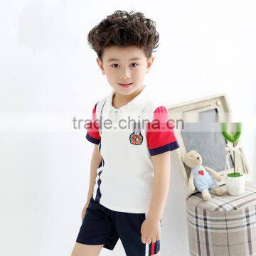 China Wholesale Boys and Girls Customised Cotton Summer School Uniform Design With Pictures Short Sleeves T-shirts Trouser Skirt