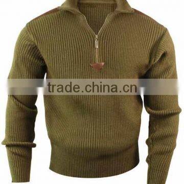 Wholesale Black Acrylic Quarter Zip Military Style Pullover Sweater photo-3