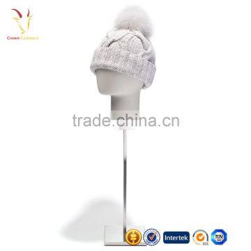 Cable Custom Winter Hat,Merino Wool Fur Pom Pom Hat photo-3
