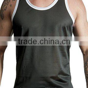 Custom Mens Polyester Mesh Sport Gym Tank Top photo-6