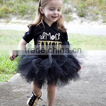 Summer One-piece Girl Child Dress Short Sleeve Lace Black Tutu Dress For Girl 2-7T