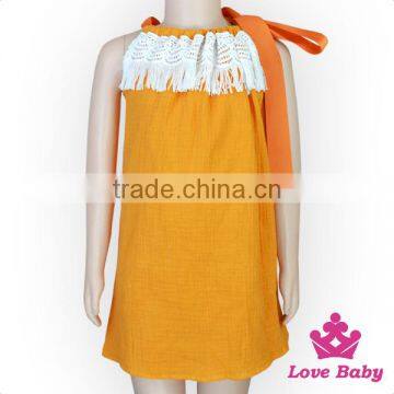 Plain Orange Breathable Cotton Sleeveless Baby Girl Fancy Pillowcase Dress New Model Skirt photo-3