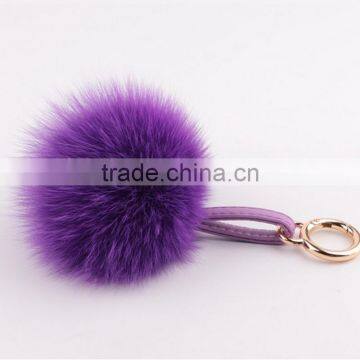 Myfur Custom Beautiful Colors Large Fox Fur Ball Phone Pendant Fox Fur Pompom Key Chain photo-3