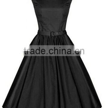 Walson Wholesale Hot New Summer Women Casual Dresses Retro Party Robe Rockabilly 50s Black Vintage Dress photo-2