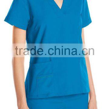 Women's V-Neck Scrub Top With 3 Pockets Scrub Suit photo-5