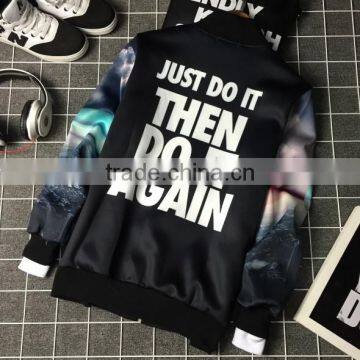 Printed Black Baseball Jacket Mens Outer Jacket photo-6