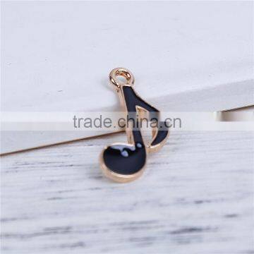 Zinc Based Alloy Music Charms Musical Note Gold Plated Black Enamel