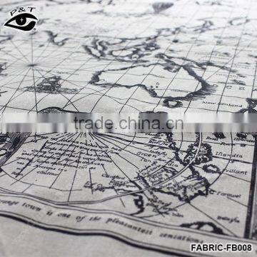 Map Pattern Fabrics Linen Cotton Fabrics for Household Decorations photo-5