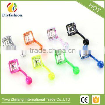 Fluorescence Surgical Trendy Stainless Steel Square Shape Belly Button Ring Sexy Body Piercing Jewelry