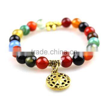 8mm Agate beads Star Elephant charms Energy Buddha Bracelets