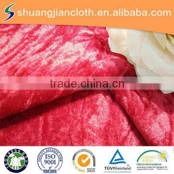 high quality poly plain dyed crushed velour fabric