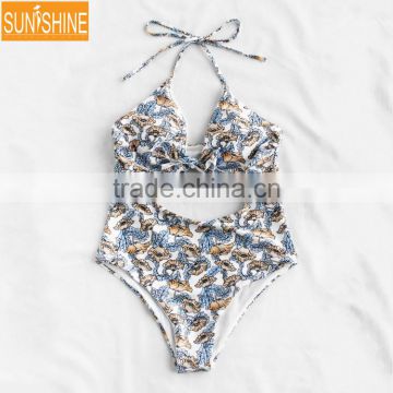 Hot Sexy Custom Made Printing Floral Woman Bikini One Piece Swimsuit & Swimwear