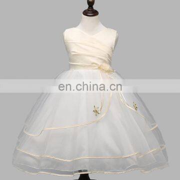 Ivory Flower Tulle Girl Dress Puffy Sleeveless Christening Tutu Dress Christening Gown