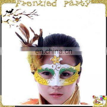 New arrival wholesale masquerade feather plastic eye mask FGM-0124