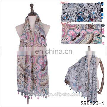 wholesale new fringe shawl print fabric display hijab stock pakistan scarf