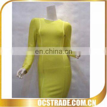 2015 sale women bandage long sleeve olive green cocktail dress