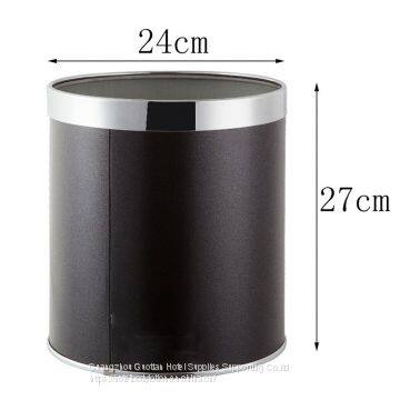 Waste Bins, Round Spray Paint Stainless Steel Trash Can With Ring - Small Metal Trash Bin Without Lid-Office,Home,Hotel-Waste Basket,Dustbin,Garbage Bin-11L photo-2